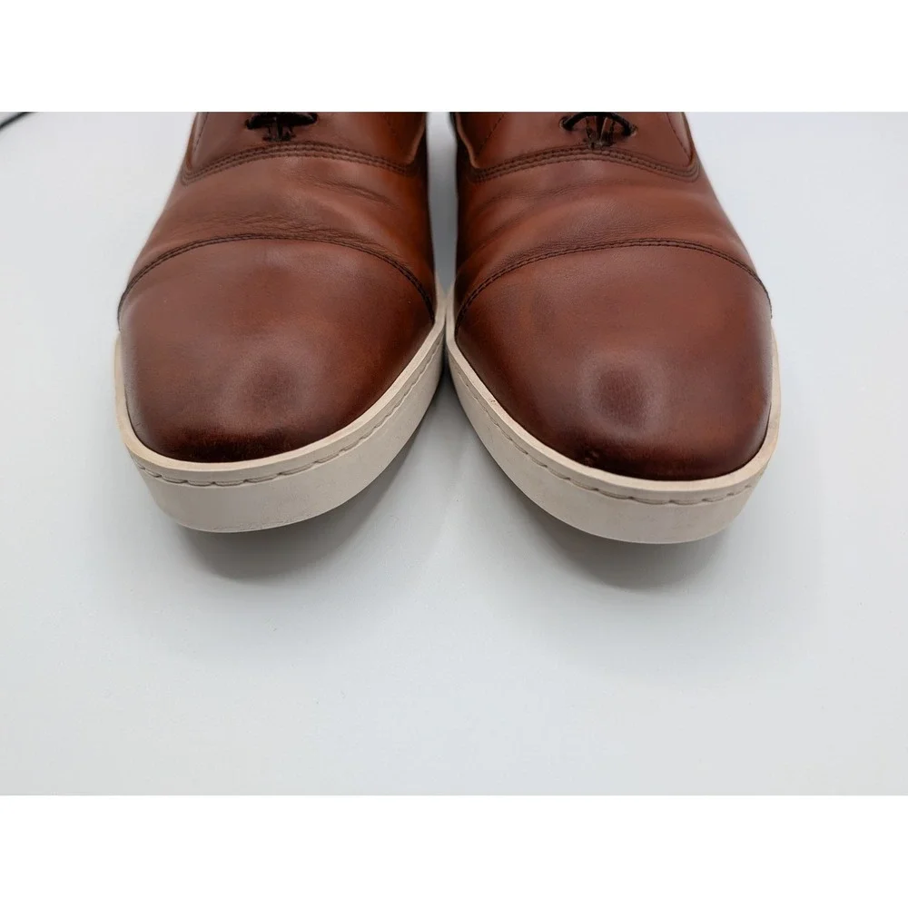 Allen Edmonds Park Avenue Oxford Sneakers Tan Leather Cap Toe Shoes Mens 11 D